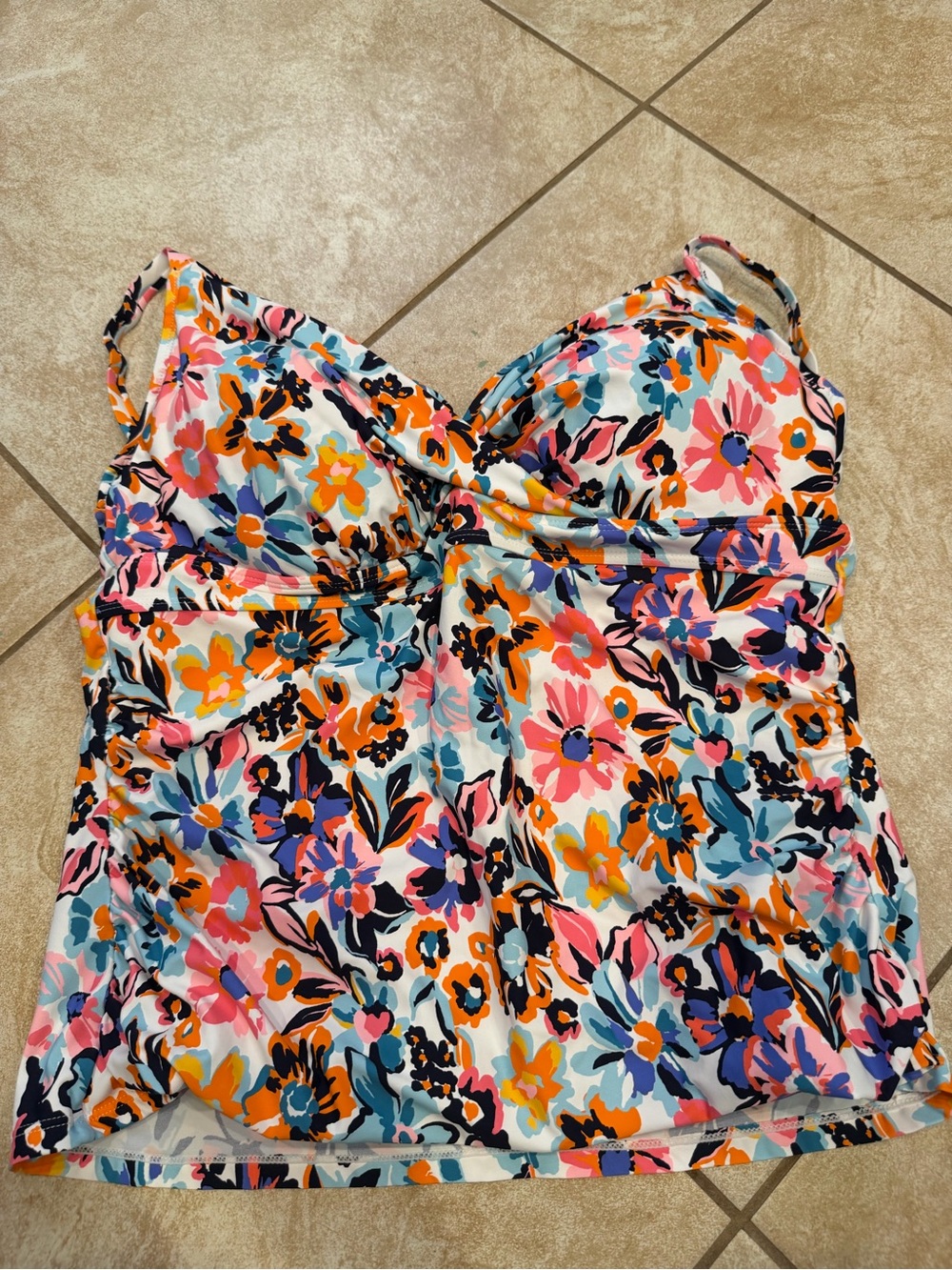 Anne Cole Floral Sweetheart tankini swimsuit top in Multicolor Sz 2XL